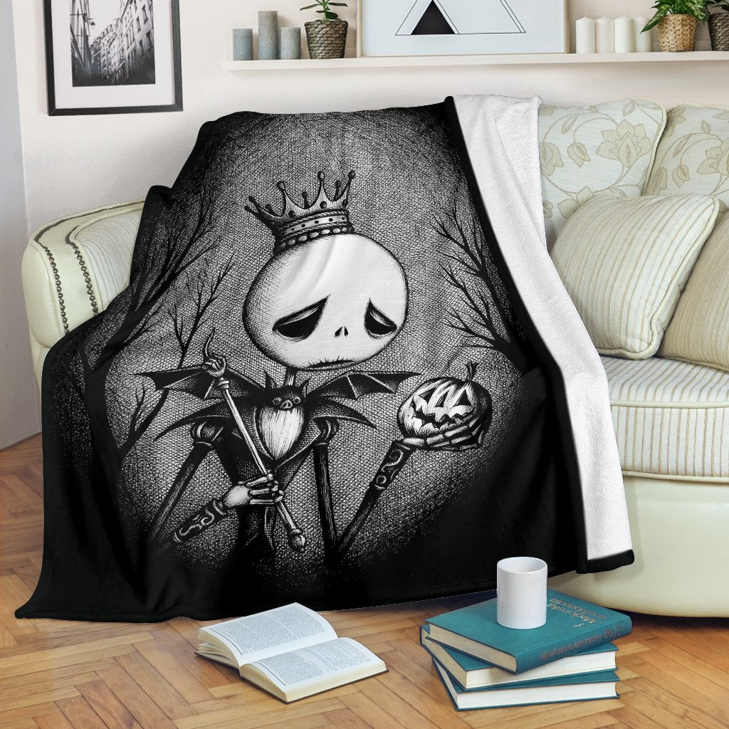 Sad Jack Skellington Sherpa Blanket Cozy Blanket Fleece Blanket