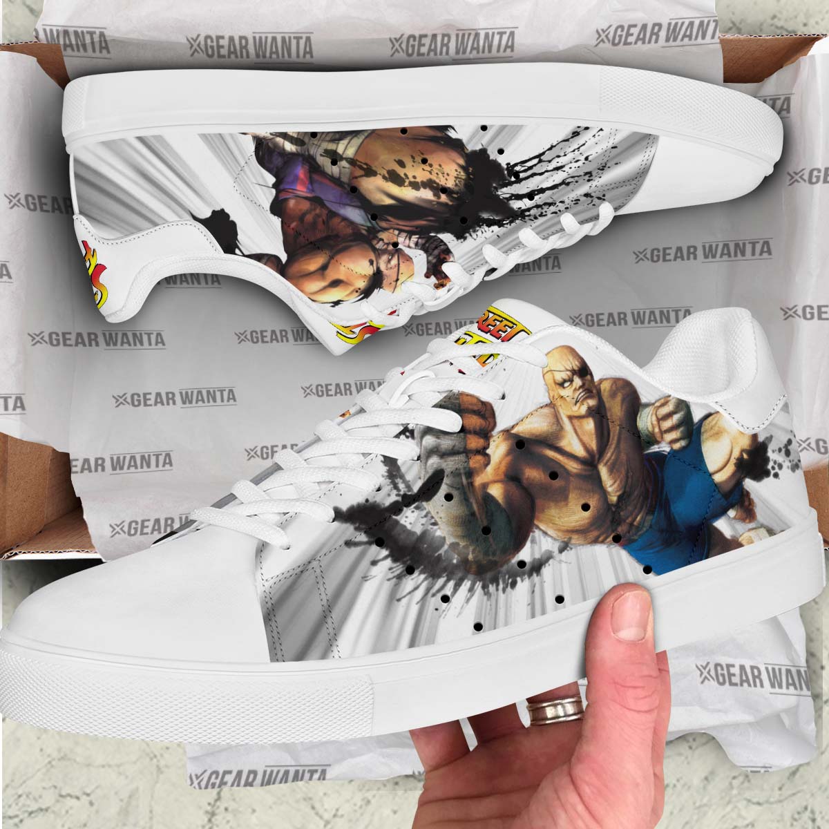 Sagat Skate Shoes Custom Street Fighter Game Shoes