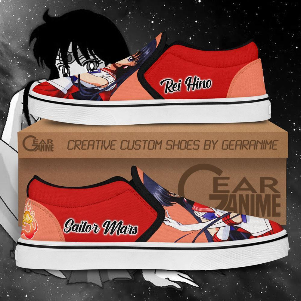 Sailor Mars Slip-On Shoes Canvas Sailor Anime Custom Shoes