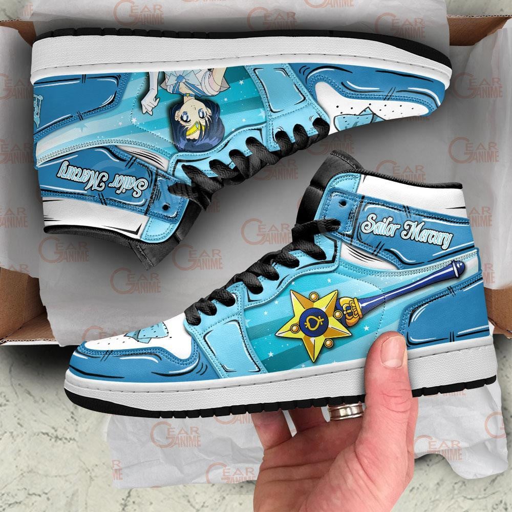 Sailor Mercury JD1s Sneakers Anime Sailor Shoes, Air Jordan Hightop