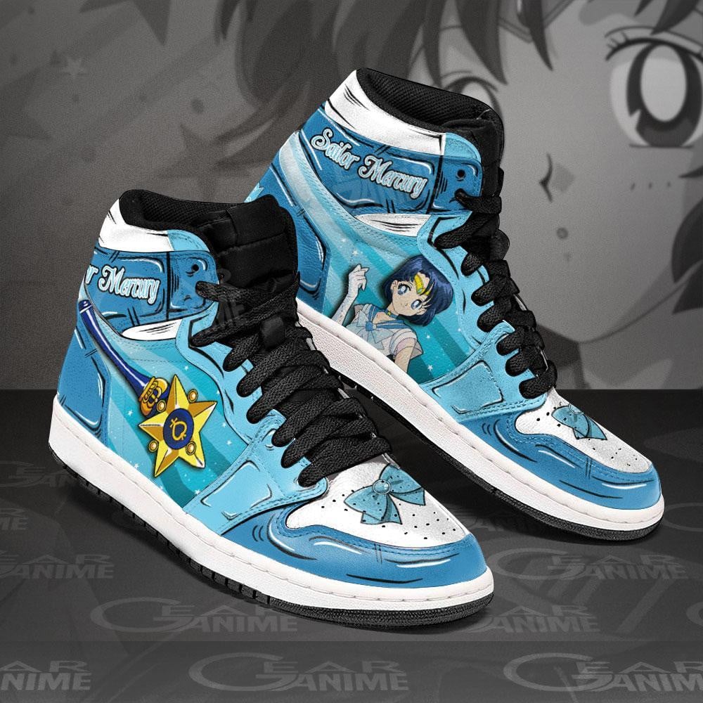Sailor Mercury JD1s Sneakers Anime Sailor Shoes, Air Jordan Hightop