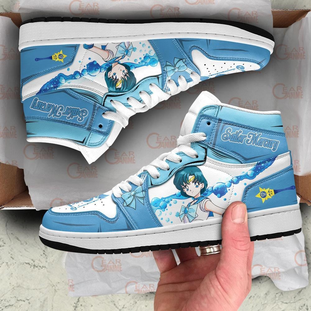 Sailor Mercury JD1s Sneakers Sailor Anime Shoes, Air Jordan Hightop
