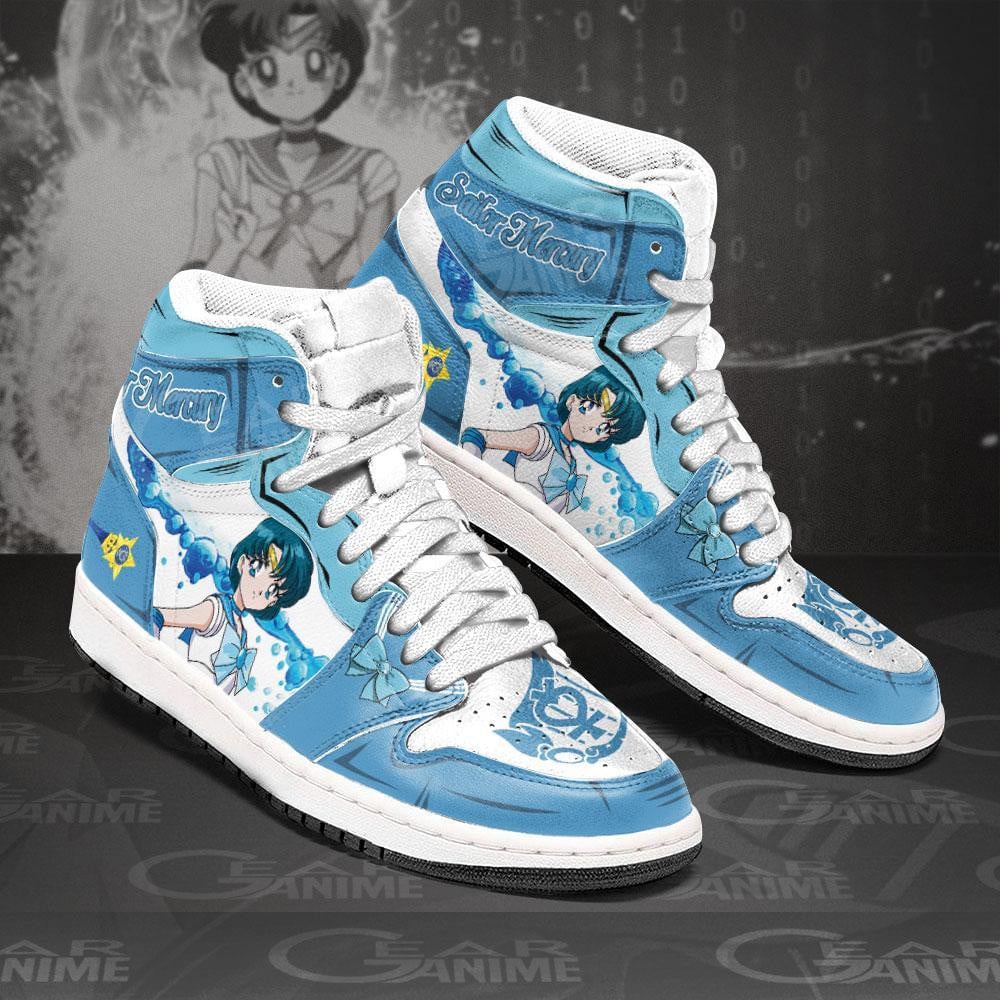 Sailor Mercury JD1s Sneakers Sailor Anime Shoes, Air Jordan Hightop