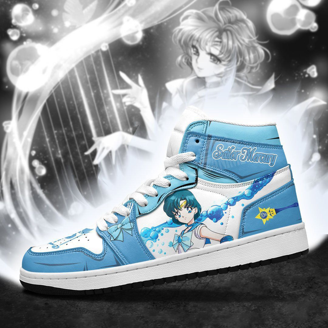 Sailor Mercury Sailor Moon Anime 1 High Top Air Jordan Sneaker, Air Jordan Hightop