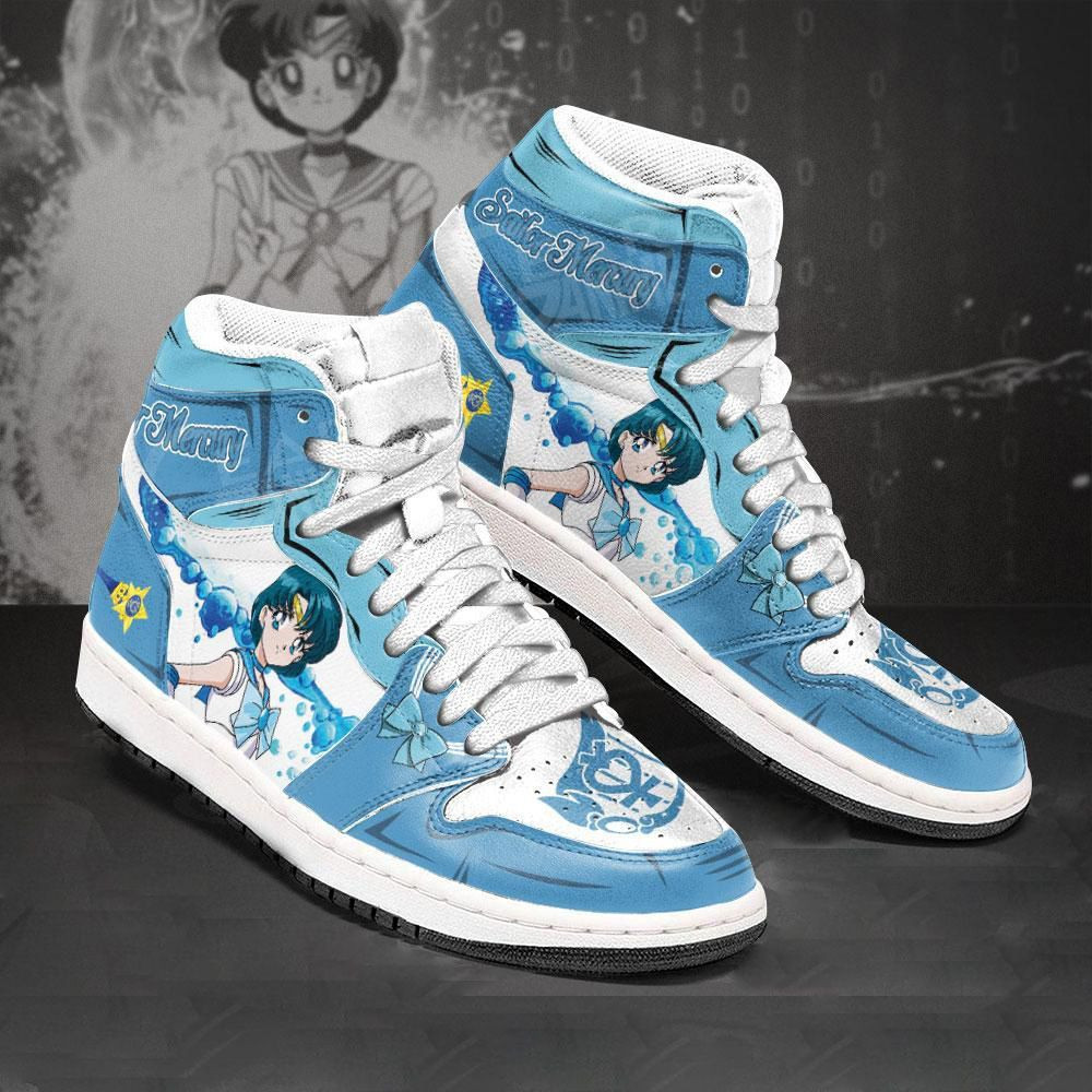 Sailor Mercury Sailor Moon Anime 1 High Top Air Jordan Sneaker, Air Jordan Hightop