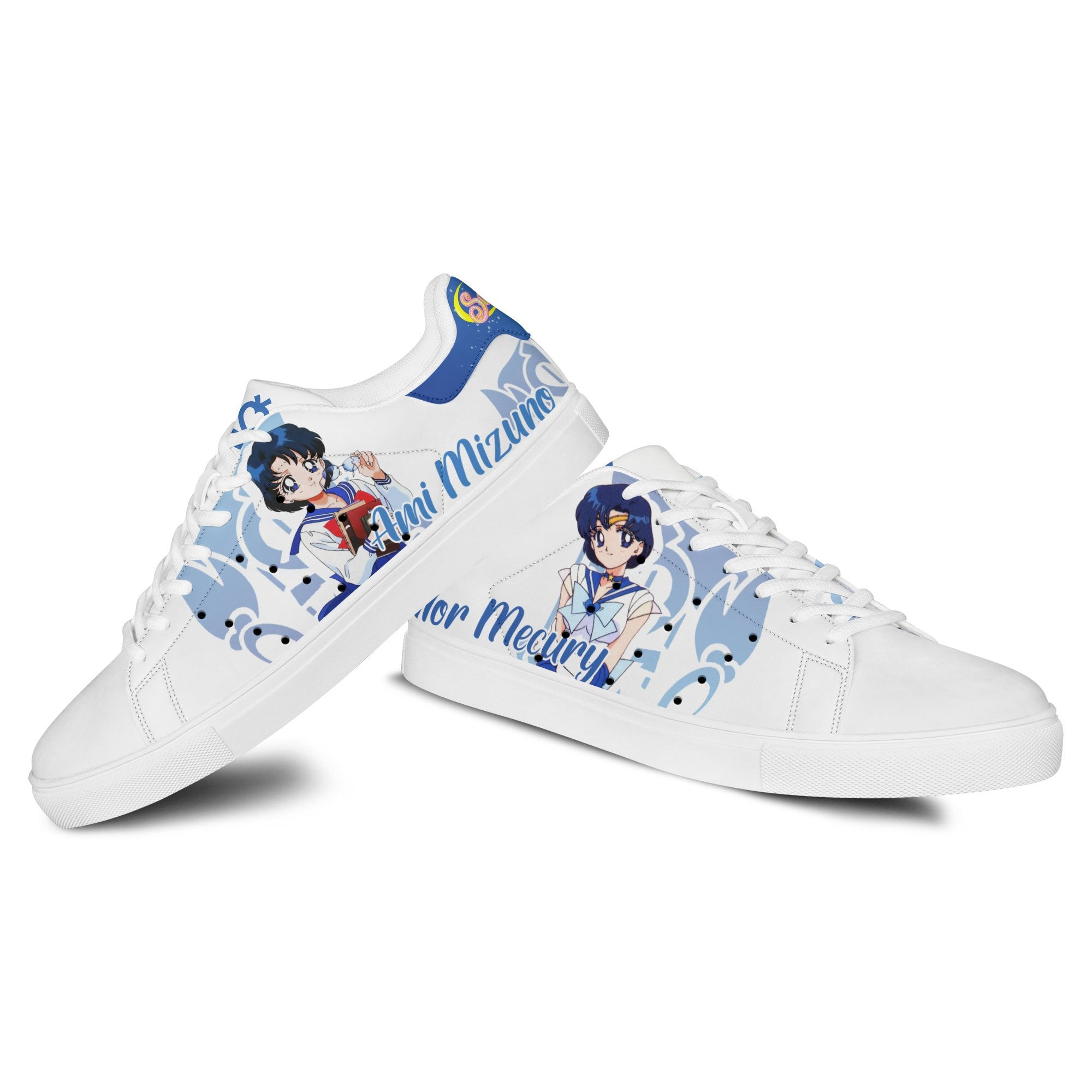 Sailor Mercury Skate Sneakers Custom Sailor Anime Shoes