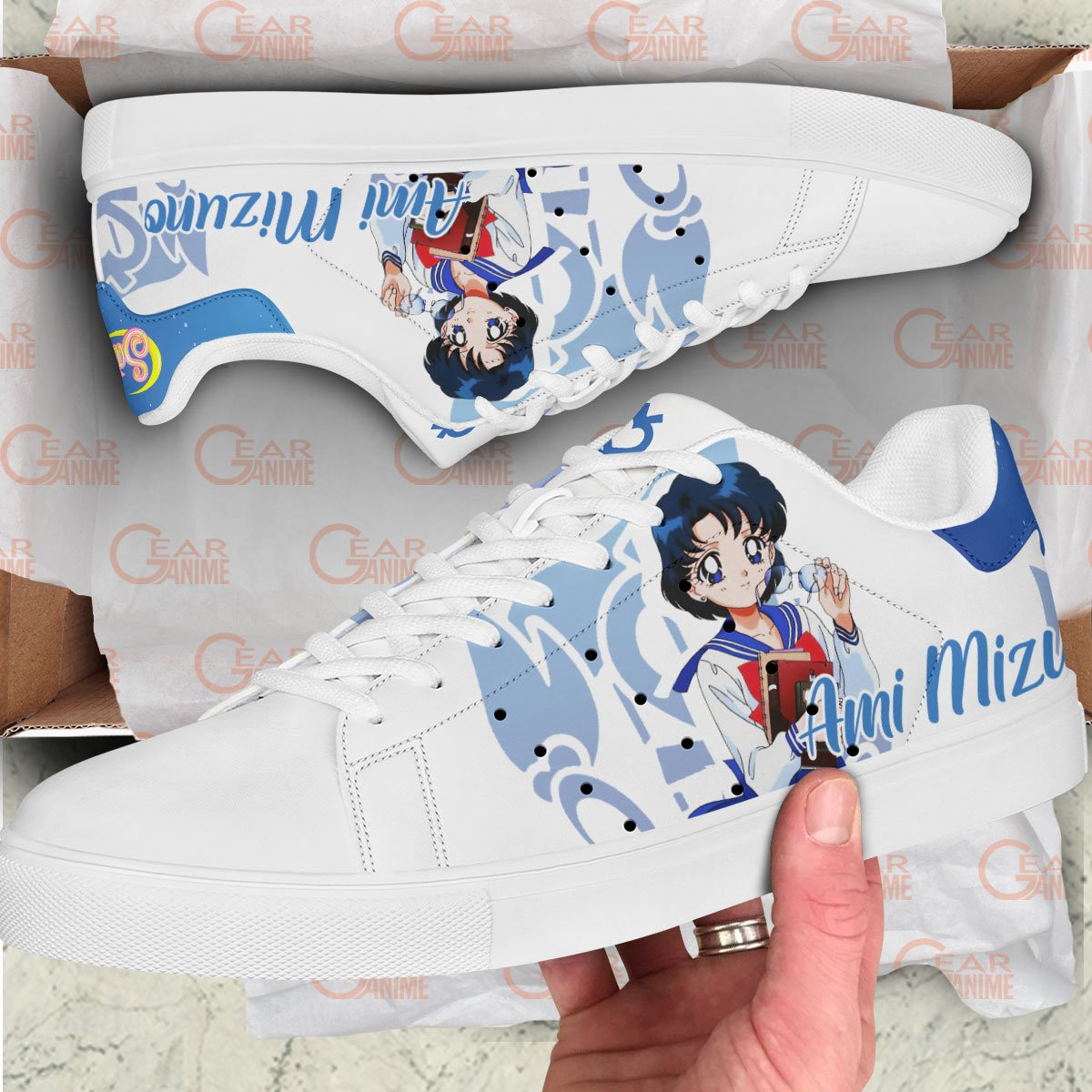Sailor Mercury Skate Sneakers Custom Sailor Anime Shoes