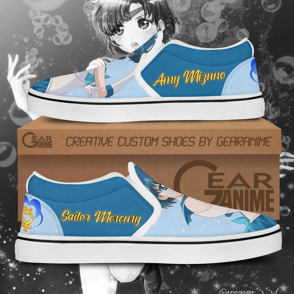 Sailor Mercury Slip-On Shoes Canvas Sailor Anime Custom Shoes