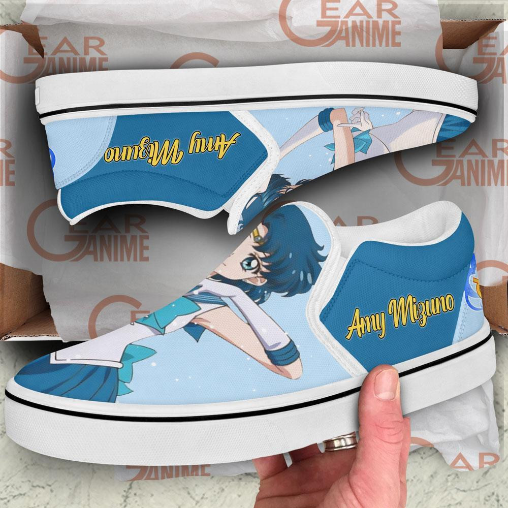 Sailor Mercury Slip-On Shoes Canvas Sailor Anime Custom Shoes