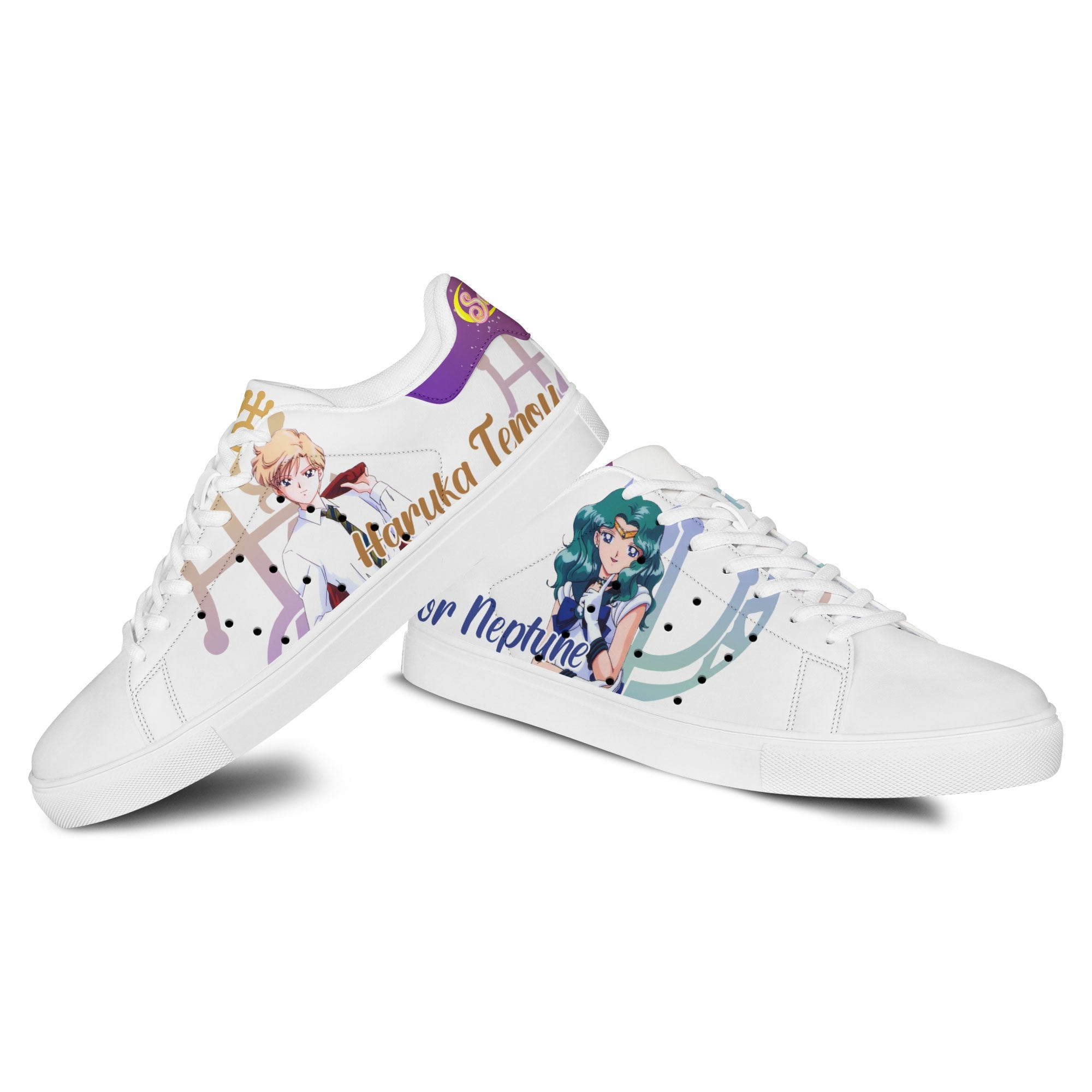 Sailor Neptune And Sailor Uranus Skate Sneakers Custom Sailor Anime Shoes