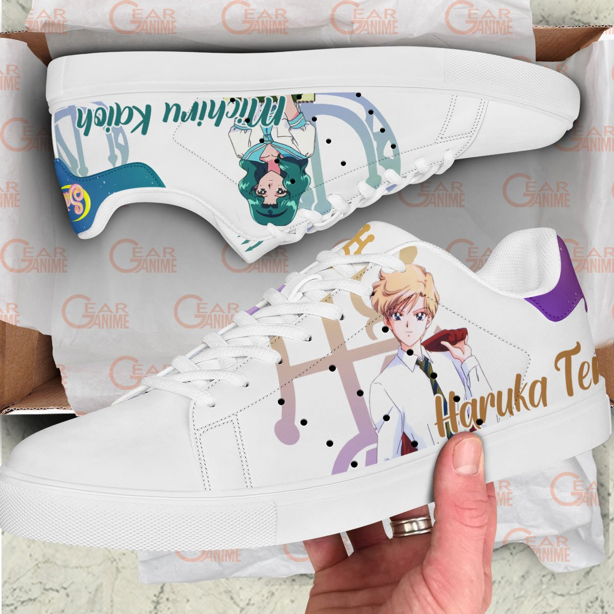 Sailor Neptune And Sailor Uranus Skate Sneakers Custom Sailor Anime Shoes