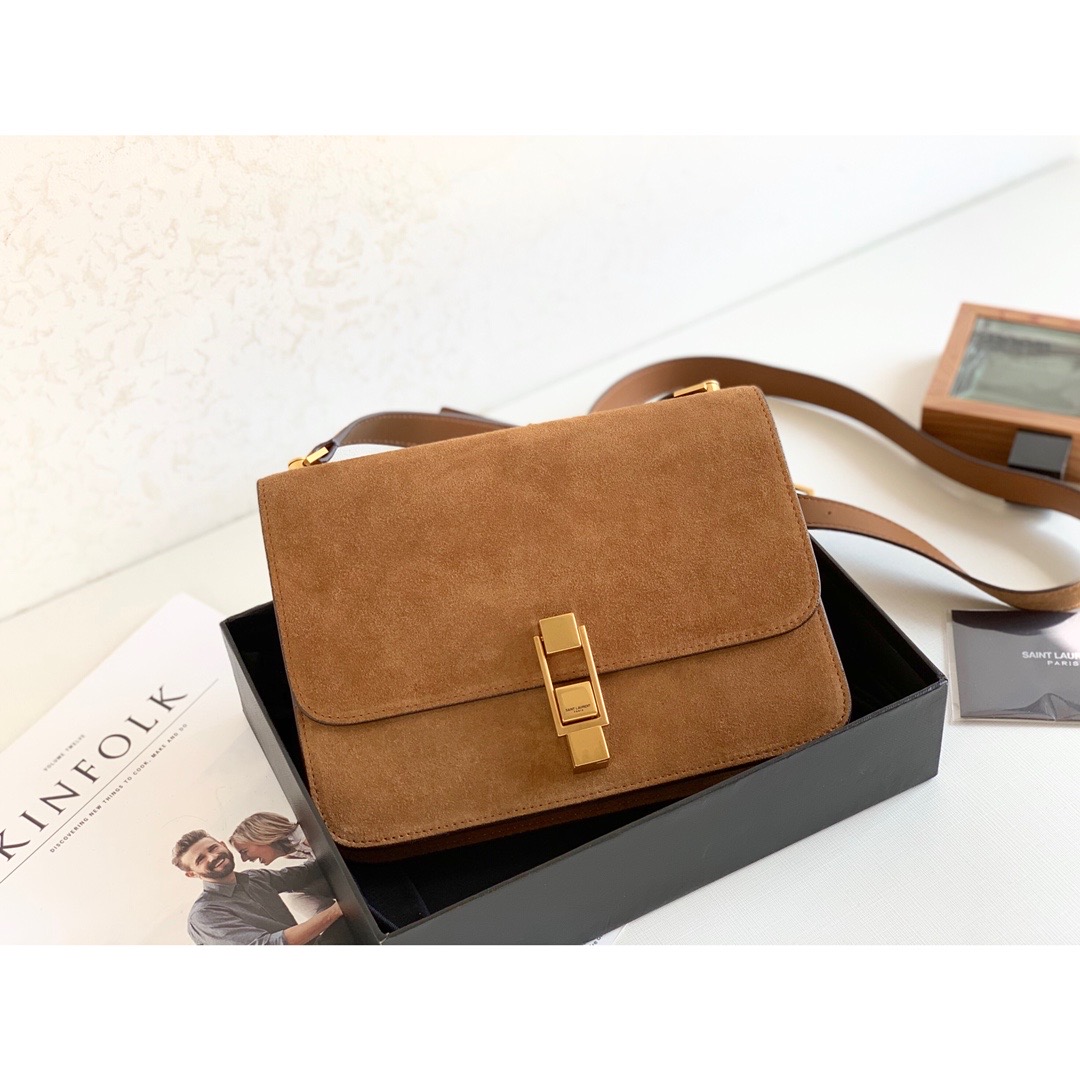 Saint Laurent Le Carre Satchel Brown For Women 9in/23cm YSL