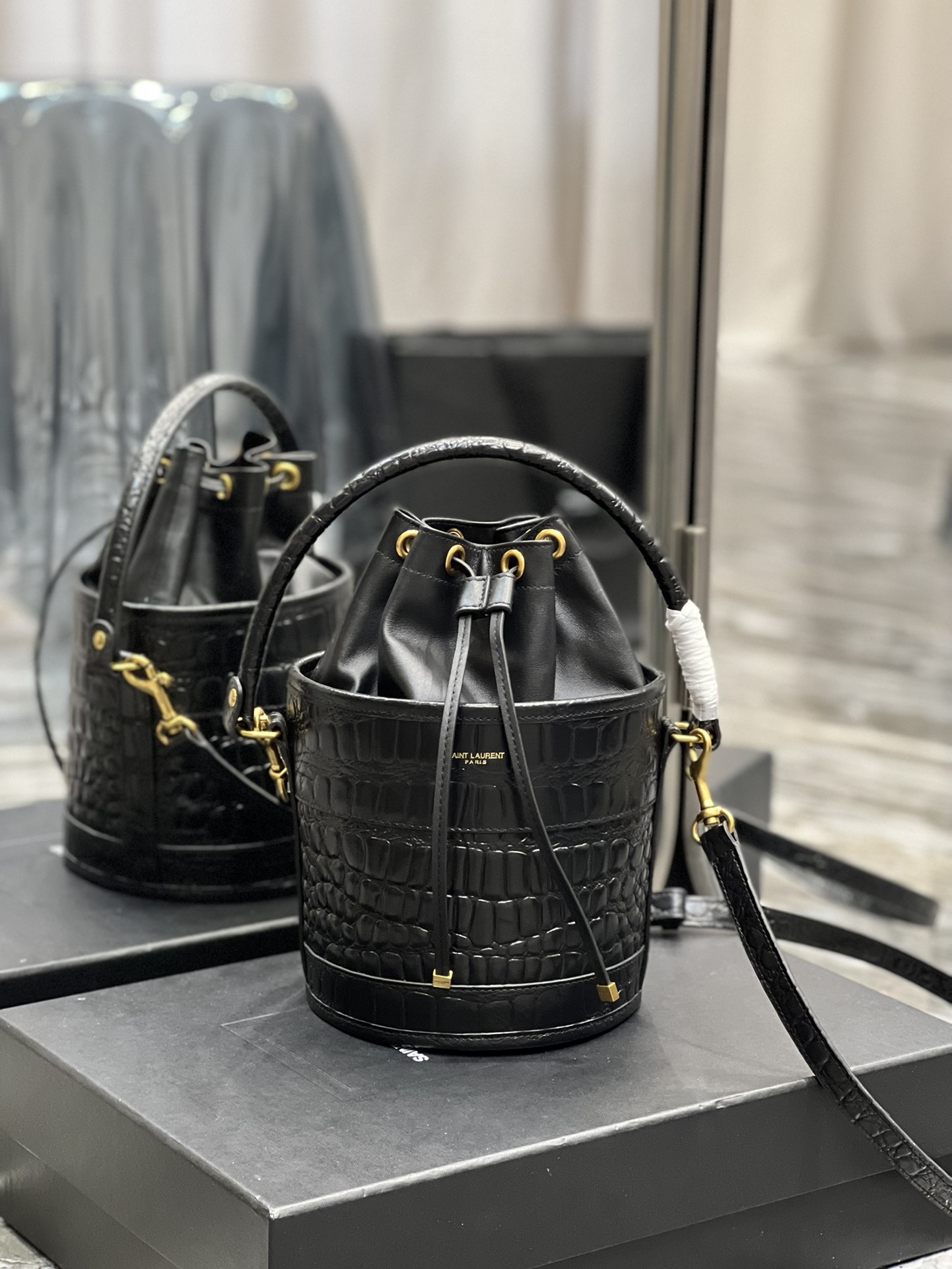 Saint Laurent Bahia Small Bucket Bag Black For Women 10.2in/25cm YSL 6867332US3W1000