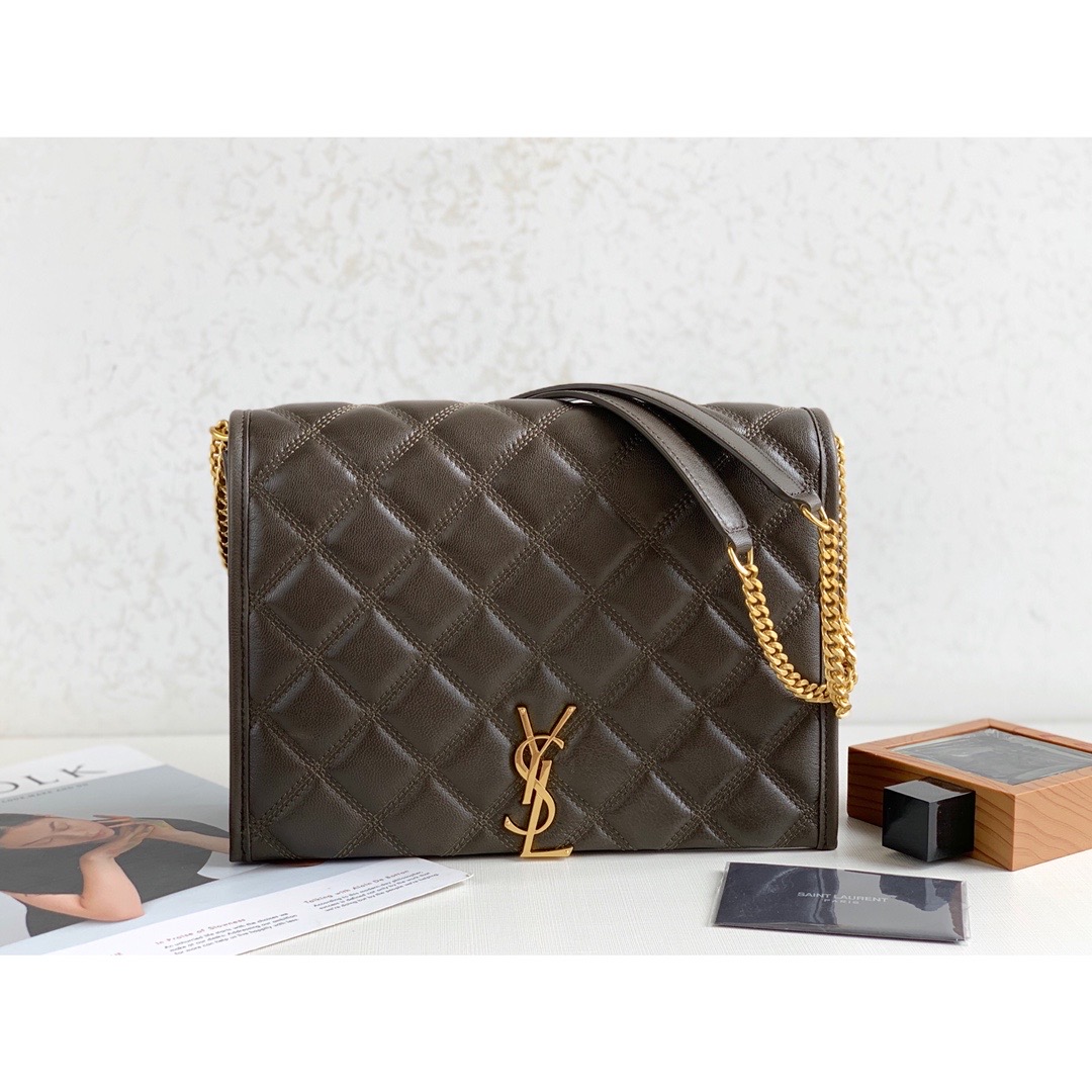 Saint Laurent Becky Small Shoulder Bag Brown For Women 10.5in/27cm YSL