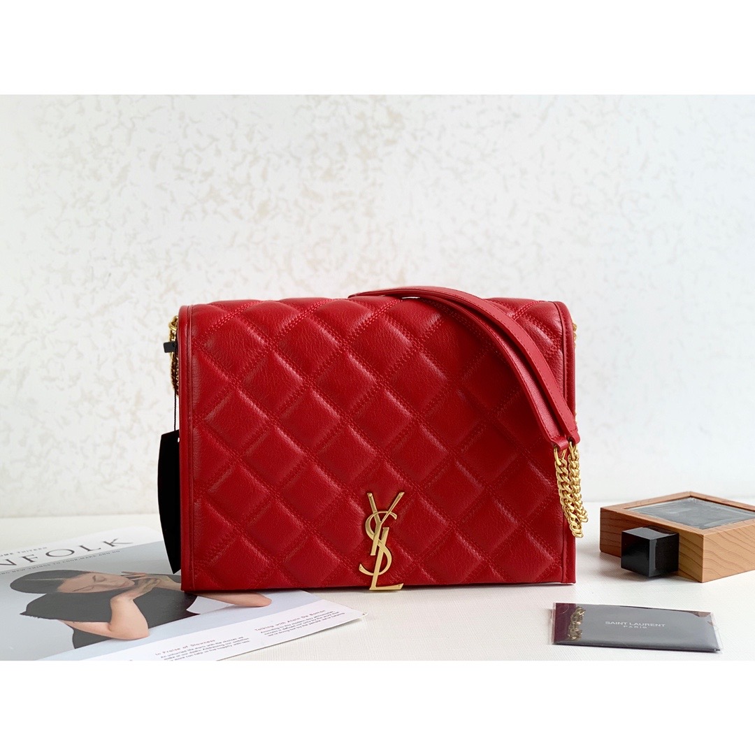 Saint Laurent Becky Small Shoulder Bag Red For Women 10.5in/27cm YSL