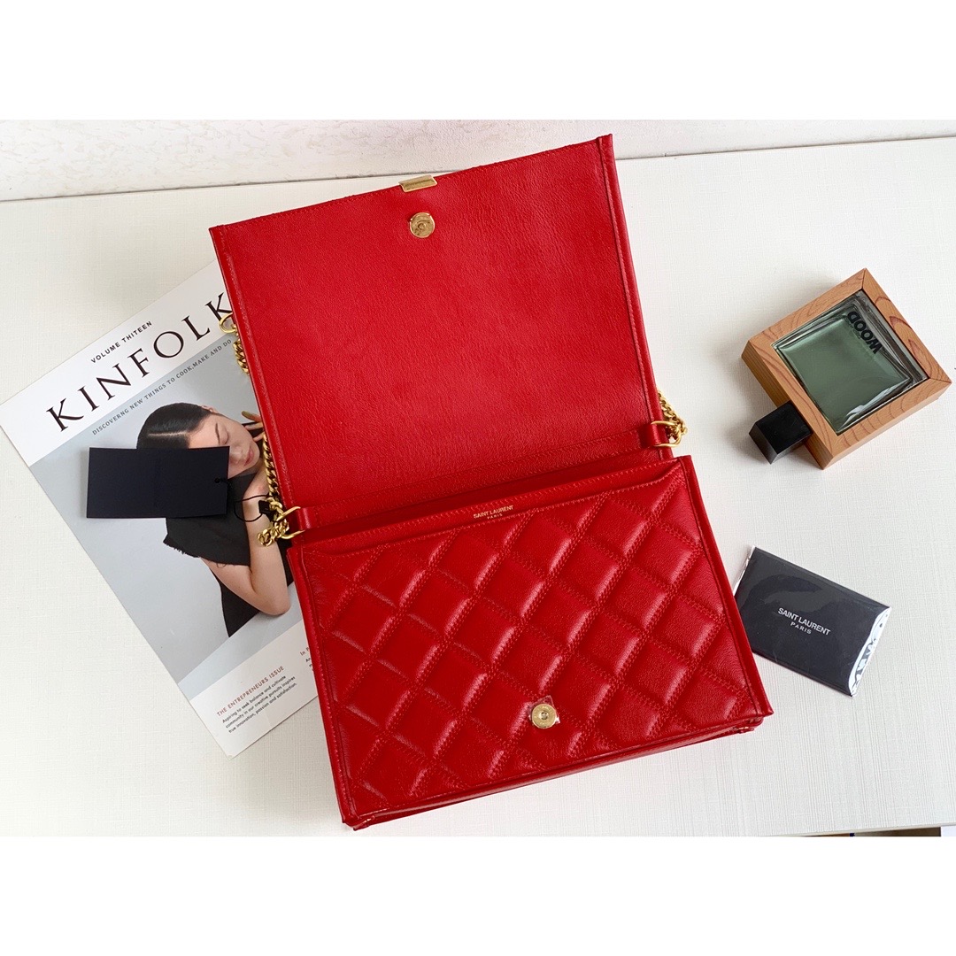 Saint Laurent Becky Small Shoulder Bag Red For Women 10.5in/27cm YSL
