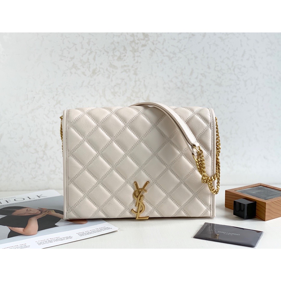 Saint Laurent Becky Small Shoulder Bag White For Women 10.5in/27cm YSL