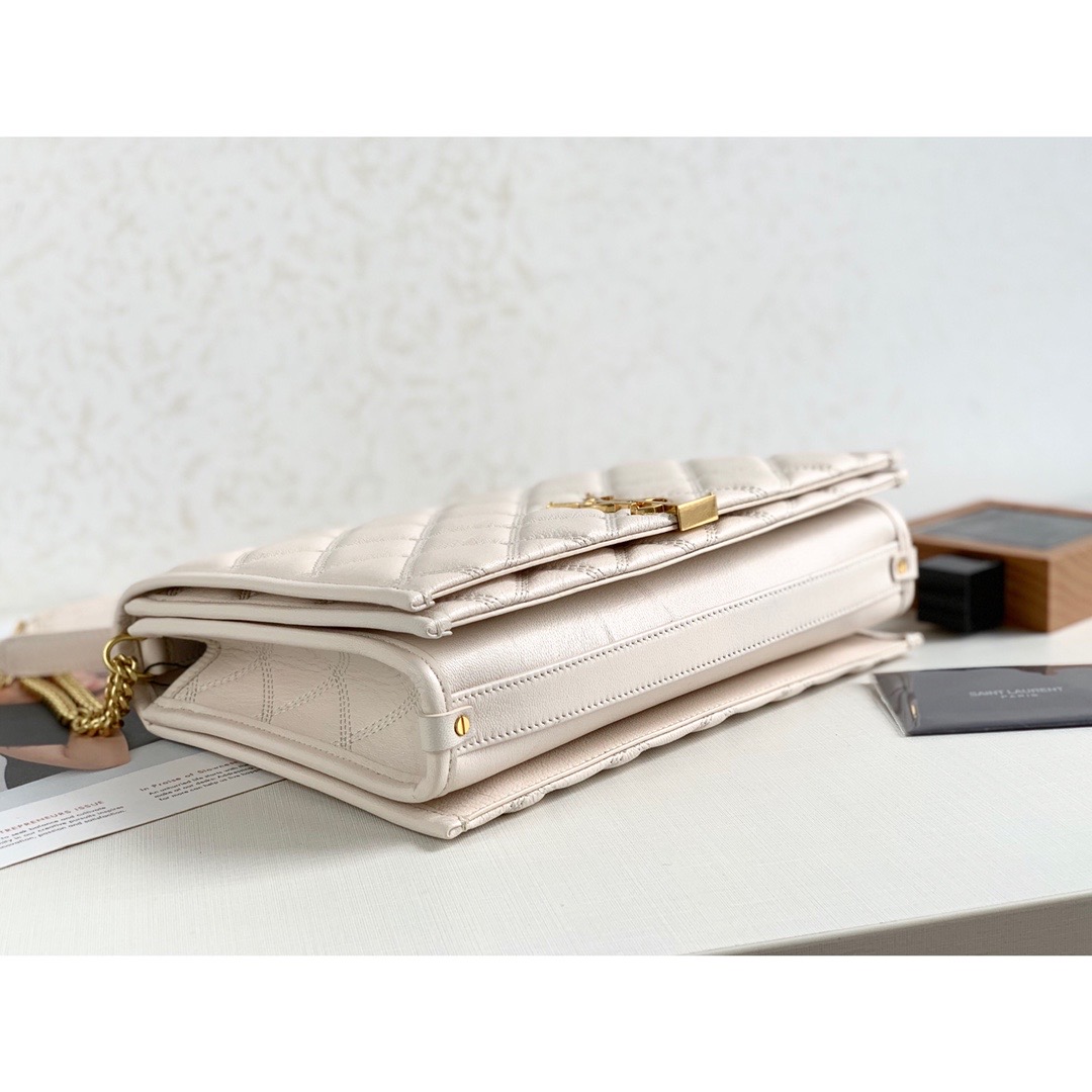 Saint Laurent Becky Small Shoulder Bag White For Women 10.5in/27cm YSL
