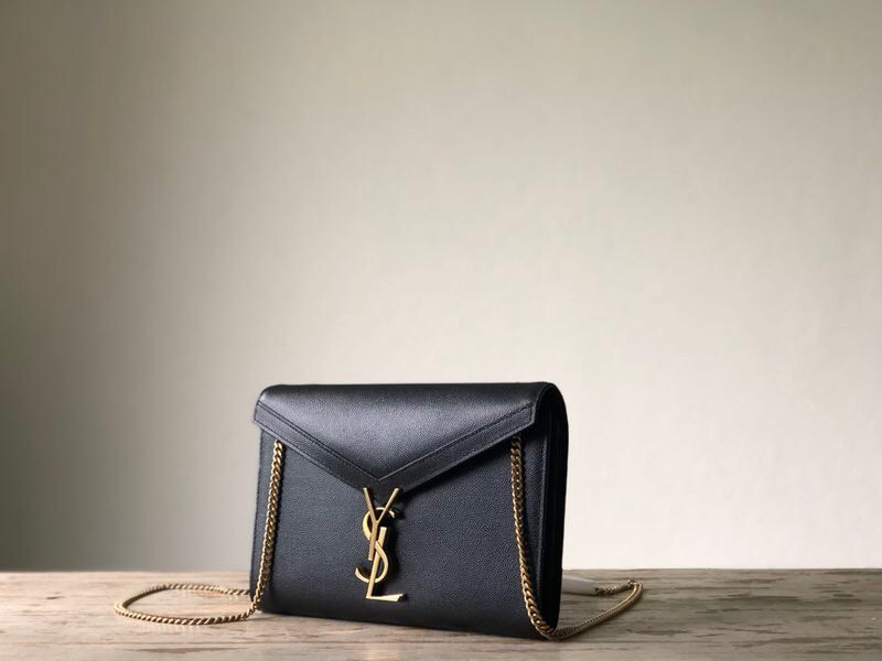 Saint Laurent Cassandra Flap-Front Crossbody Bag Black For Women 8.7in/22cm YSL 