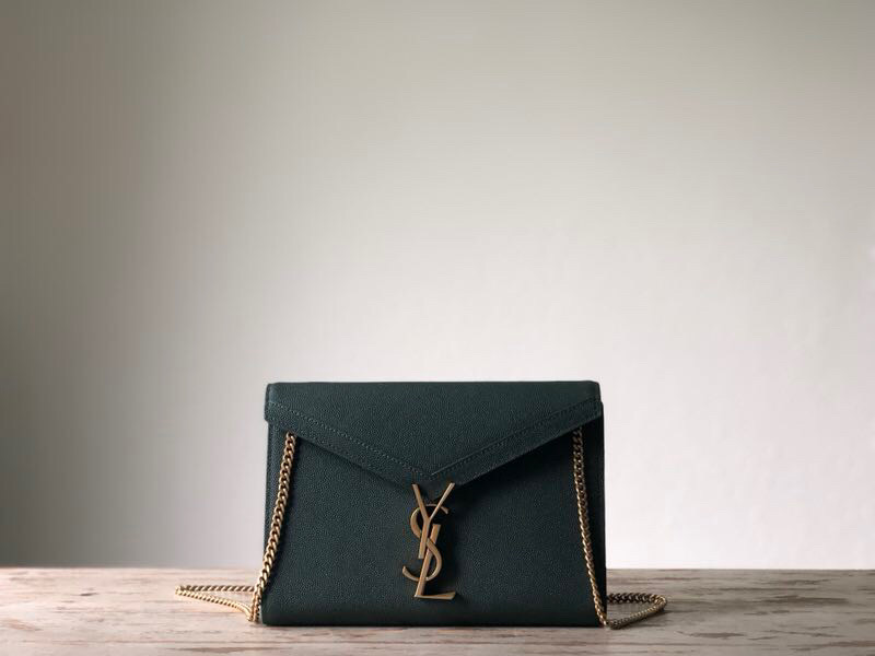 Saint Laurent Cassandra Flap-Front Crossbody Bag Dark Green For Women 8.7in/22cm YSL