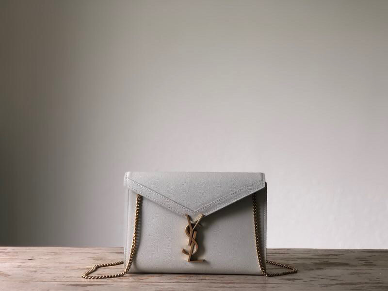 Saint Laurent Cassandra Flap-Front Crossbody Bag White For Women 8.7in/22cm YSL 