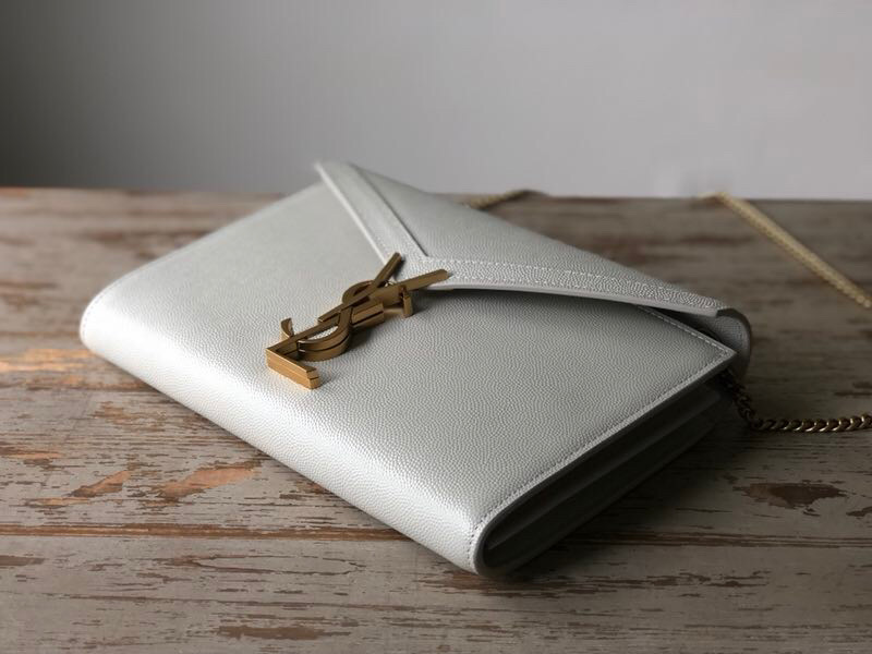 Saint Laurent Cassandra Flap-Front Crossbody Bag White For Women 8.7in/22cm YSL 