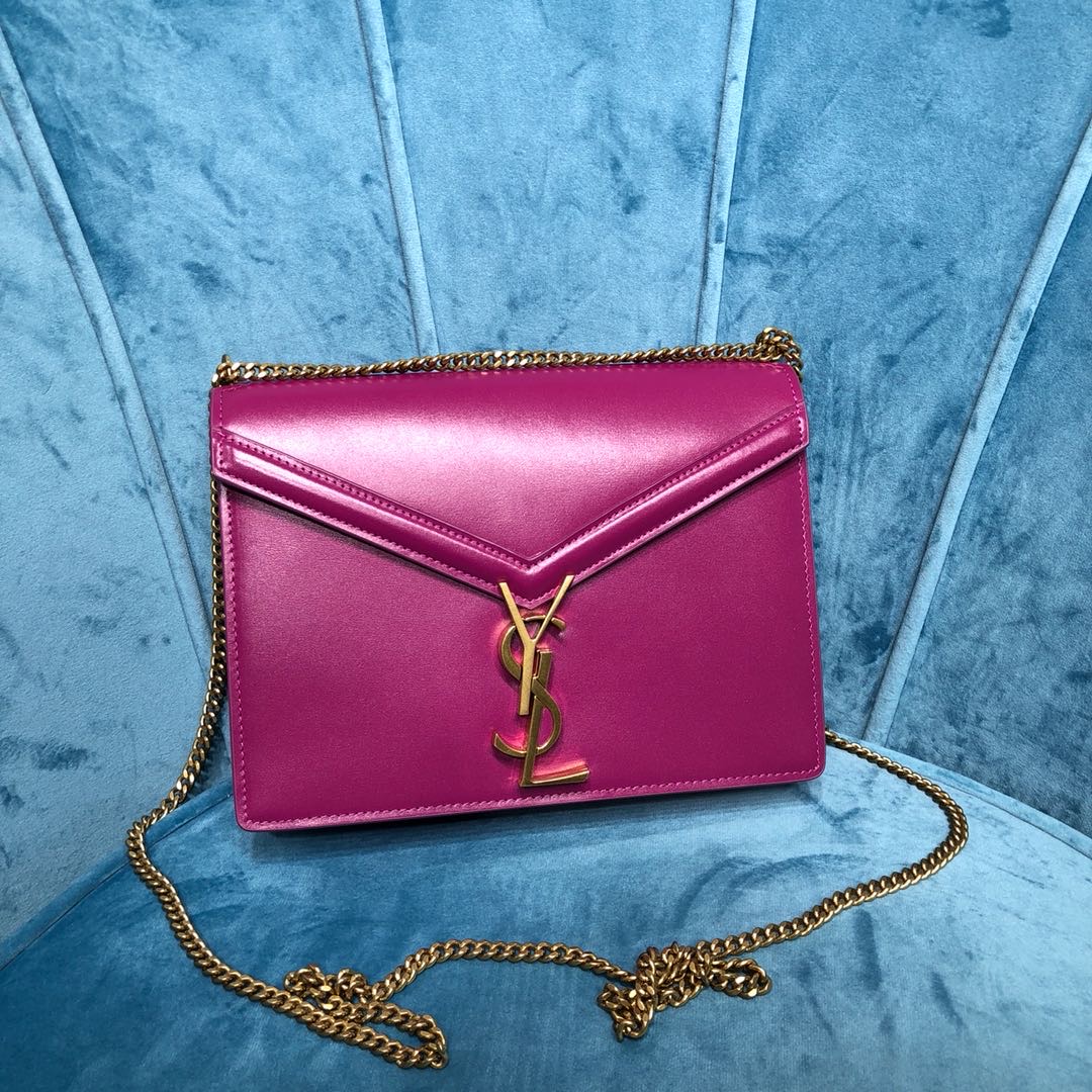 Saint Laurent Cassandra Medium Chain Bag Dark Pink For Women 8.7in/22cm YSL