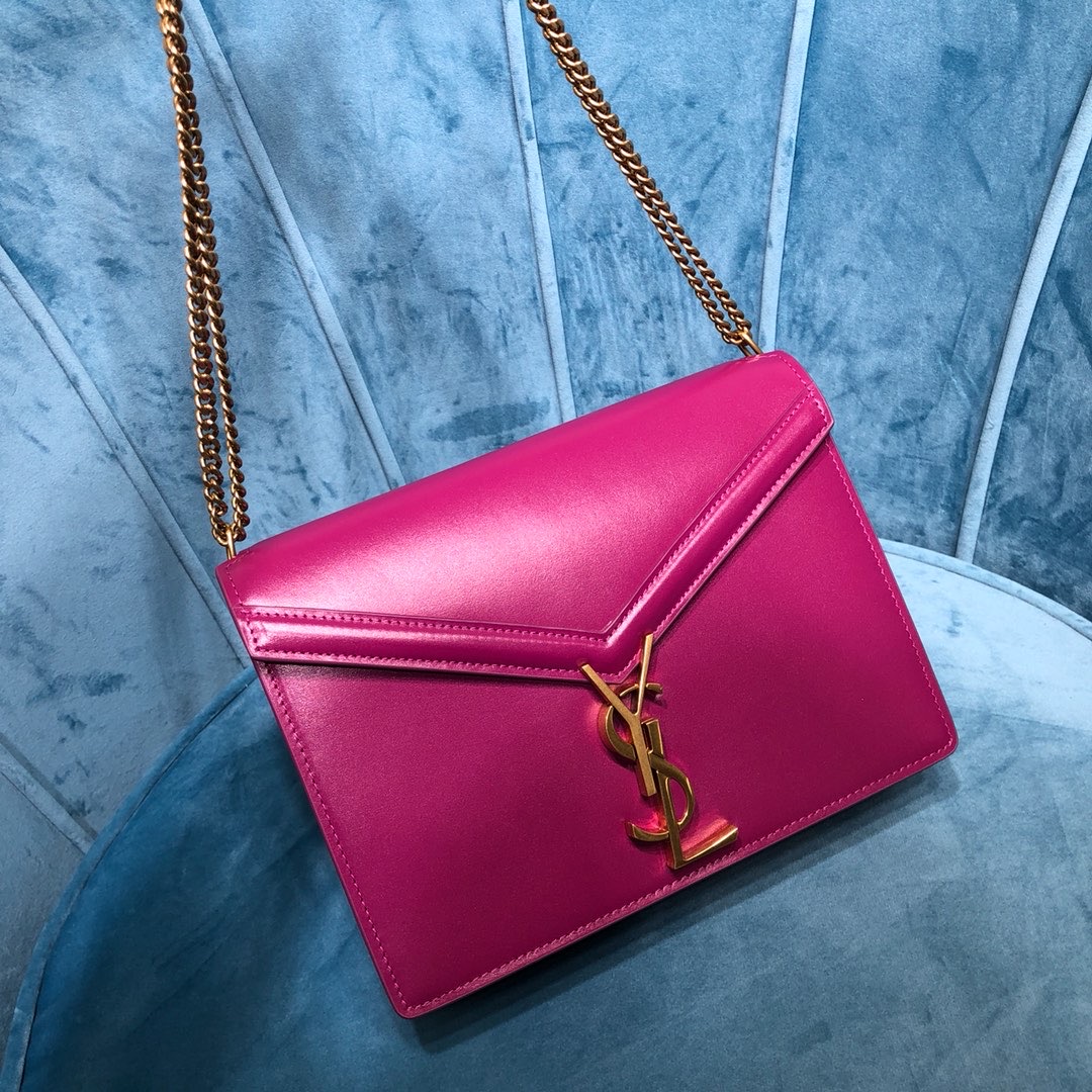 Saint Laurent Cassandra Medium Chain Bag Dark Pink For Women 8.7in/22cm YSL