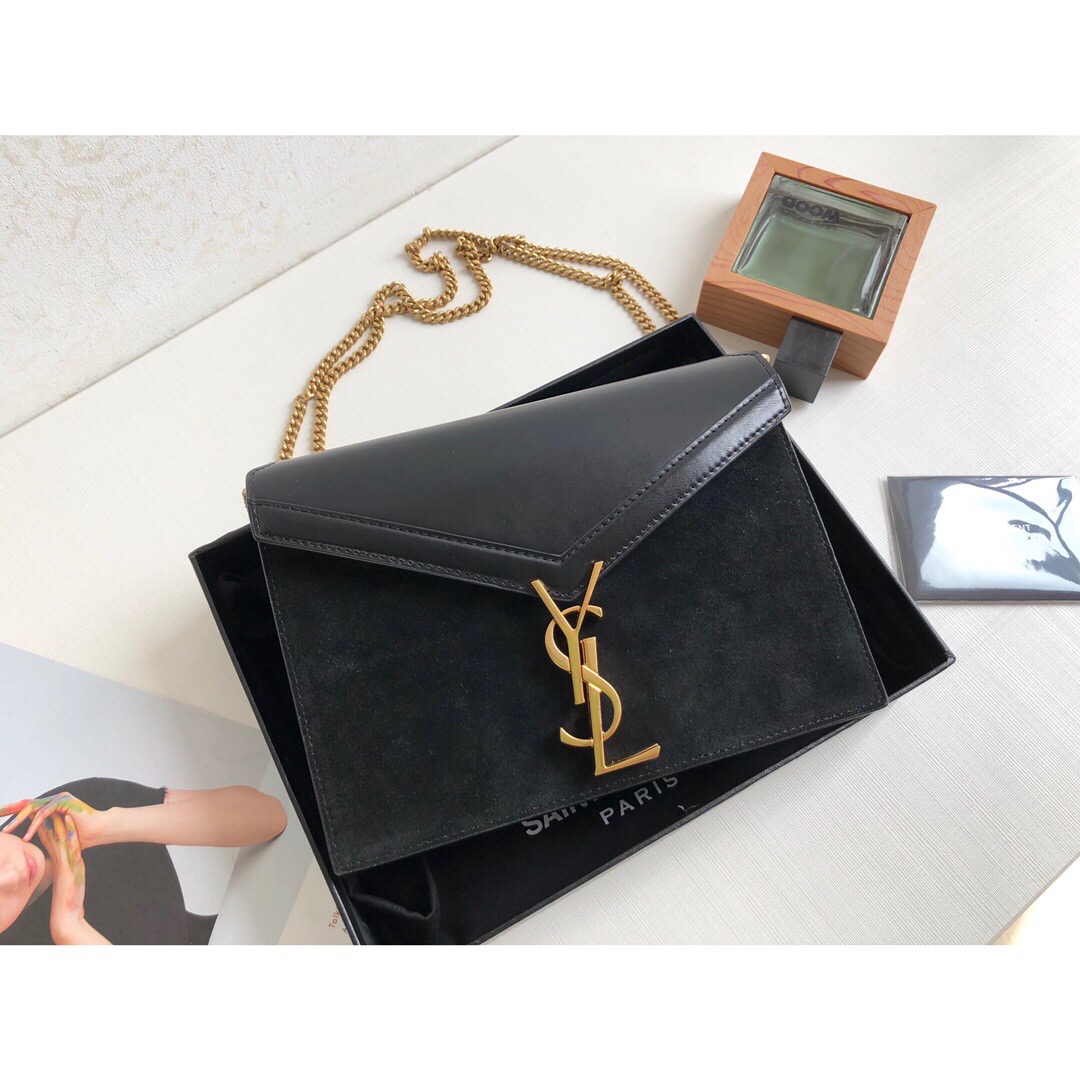 Saint Laurent Cassandra Medium Chain Bag Black For Women 8.6in/22cm YSL 5327500SX0W1000