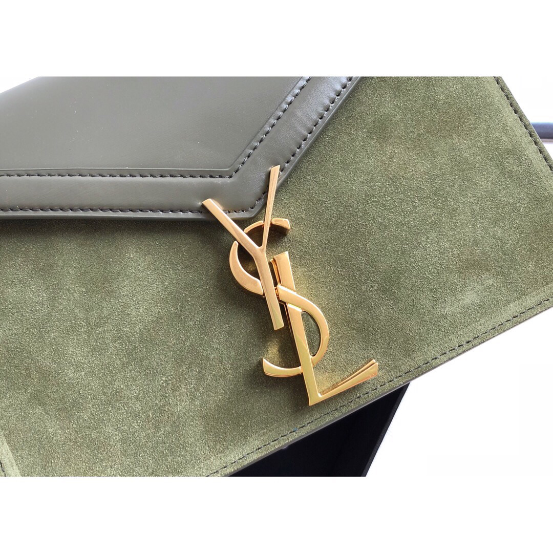 Saint Laurent Cassandra Medium Chain Bag In Box And Velvet Green For Women 8.6in/22cm YSL