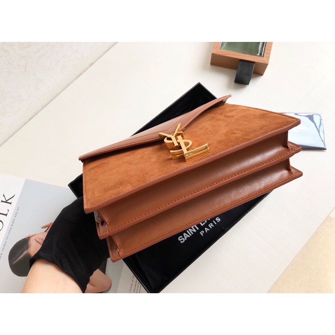 Saint Laurent Cassandra Medium Chain Bag In Box And Velvet Orange For Women 8.6in/22cm YSL
