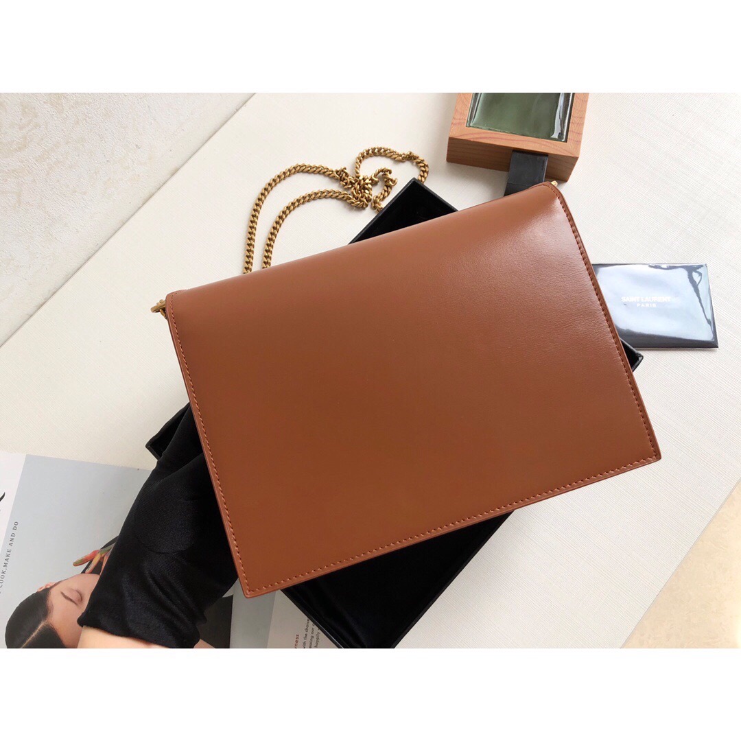 Saint Laurent Cassandra Medium Chain Bag In Box And Velvet Orange For Women 8.6in/22cm YSL