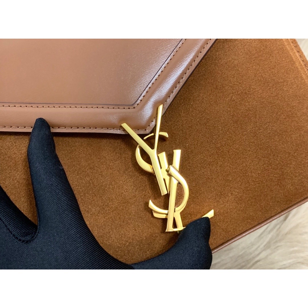 Saint Laurent Cassandra Medium Top Handle Bag In Box And Velvet Brown For Women 9.6in/24.5cm YSL