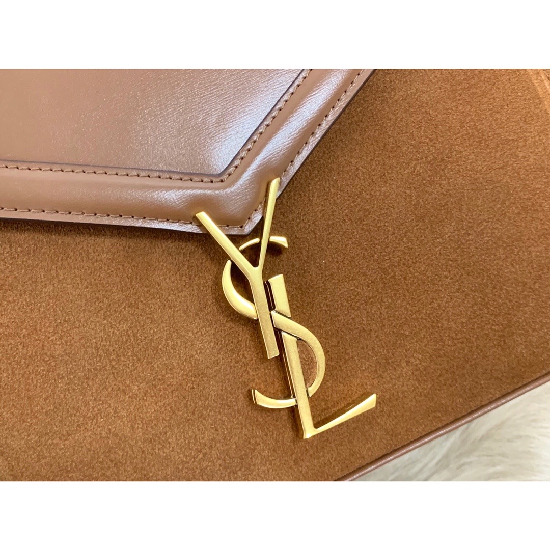 Saint Laurent Cassandra Medium Top Handle Bag In Box And Velvet Brown For Women 9.6in/24.5cm YSL