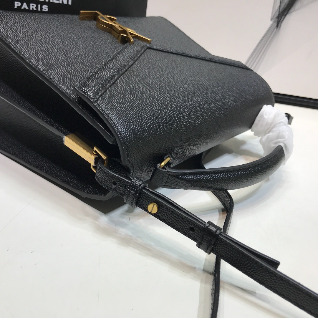 Saint Laurent Cassandra Medium Top Handle Bag In Grain Black For Women 9.6in/24.5cm YSL