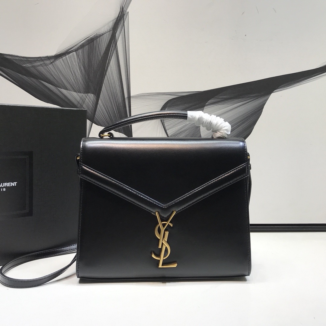 Saint Laurent Cassandra Medium Top Handle Bag In Grain Black For Women 9.6in/24.5cm YSL 623931BOW0W1000