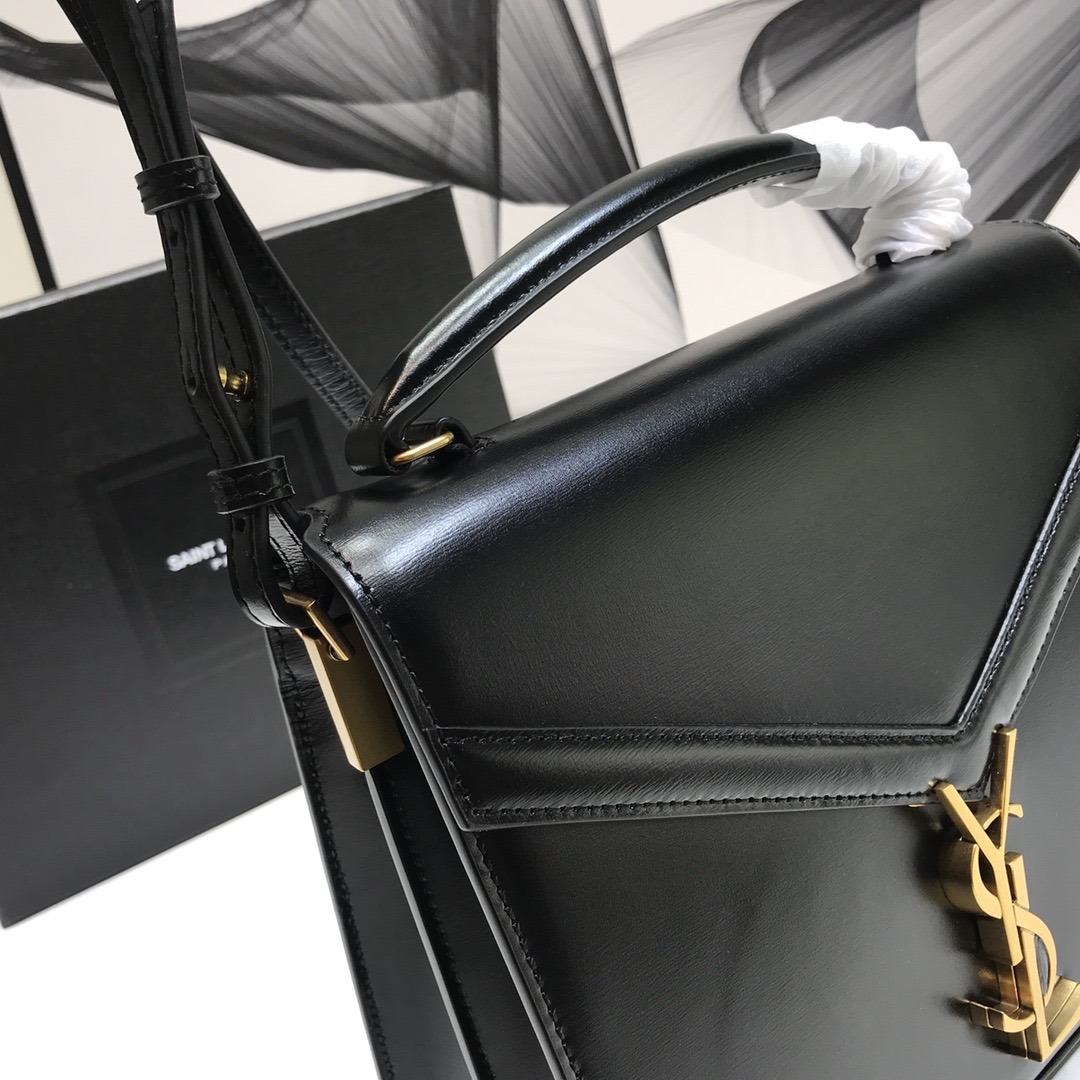 Saint Laurent Cassandra Medium Top Handle Bag In Grain Black For Women 9.6in/24.5cm YSL 623931BOW0W1000
