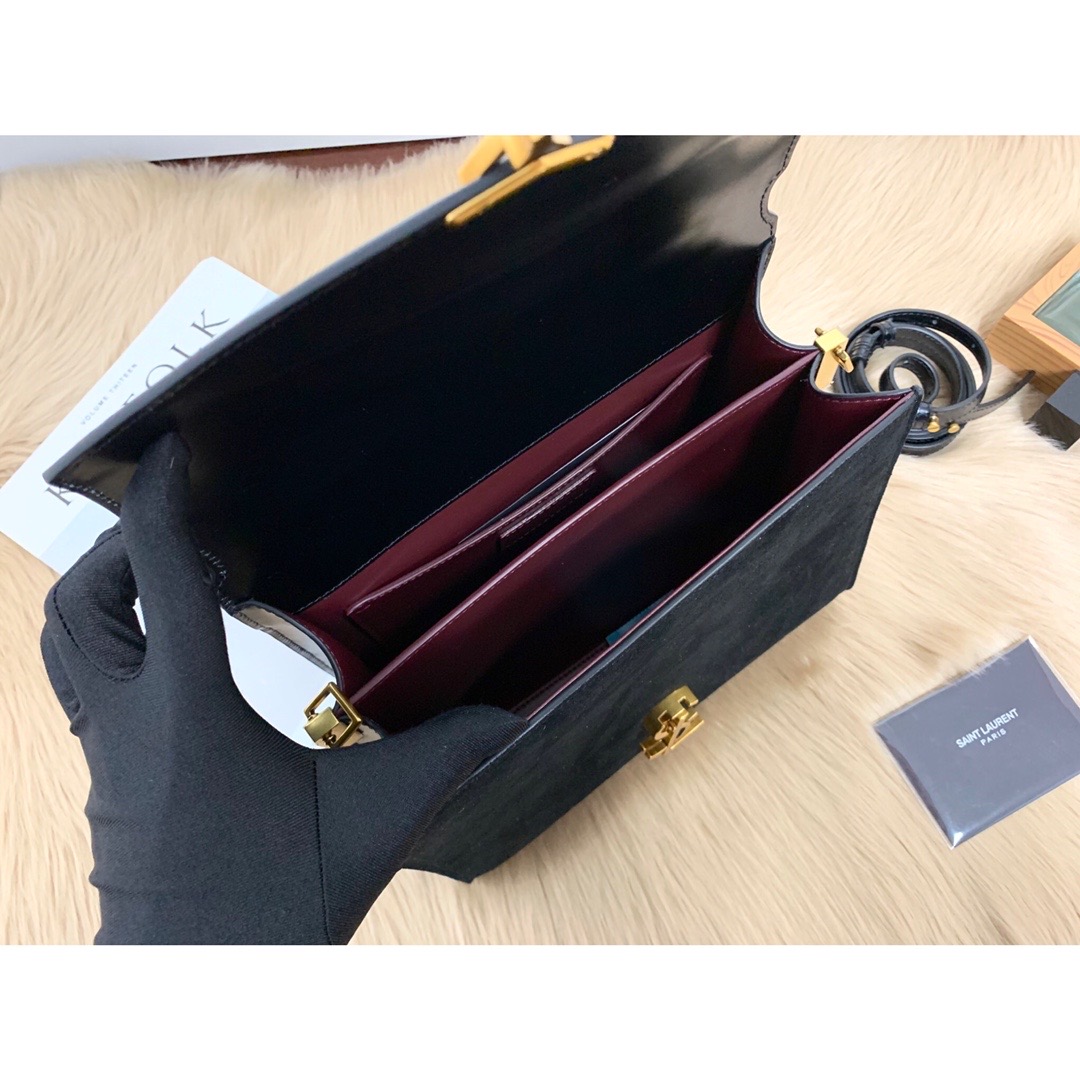 Saint Laurent Cassandra Medium Top Handle Bag In Grain Black For Women 9.6in/24.5cm YSL 623931BOW0W1000