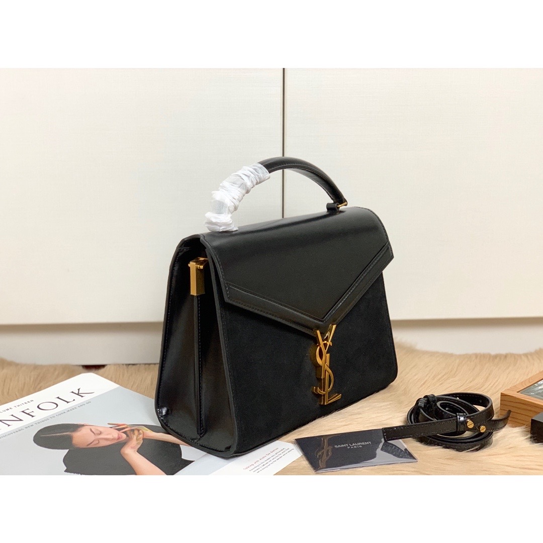 Saint Laurent Cassandra Medium Top Handle Bag In Grain Black For Women 9.6in/24.5cm YSL 623931BOW0W1000