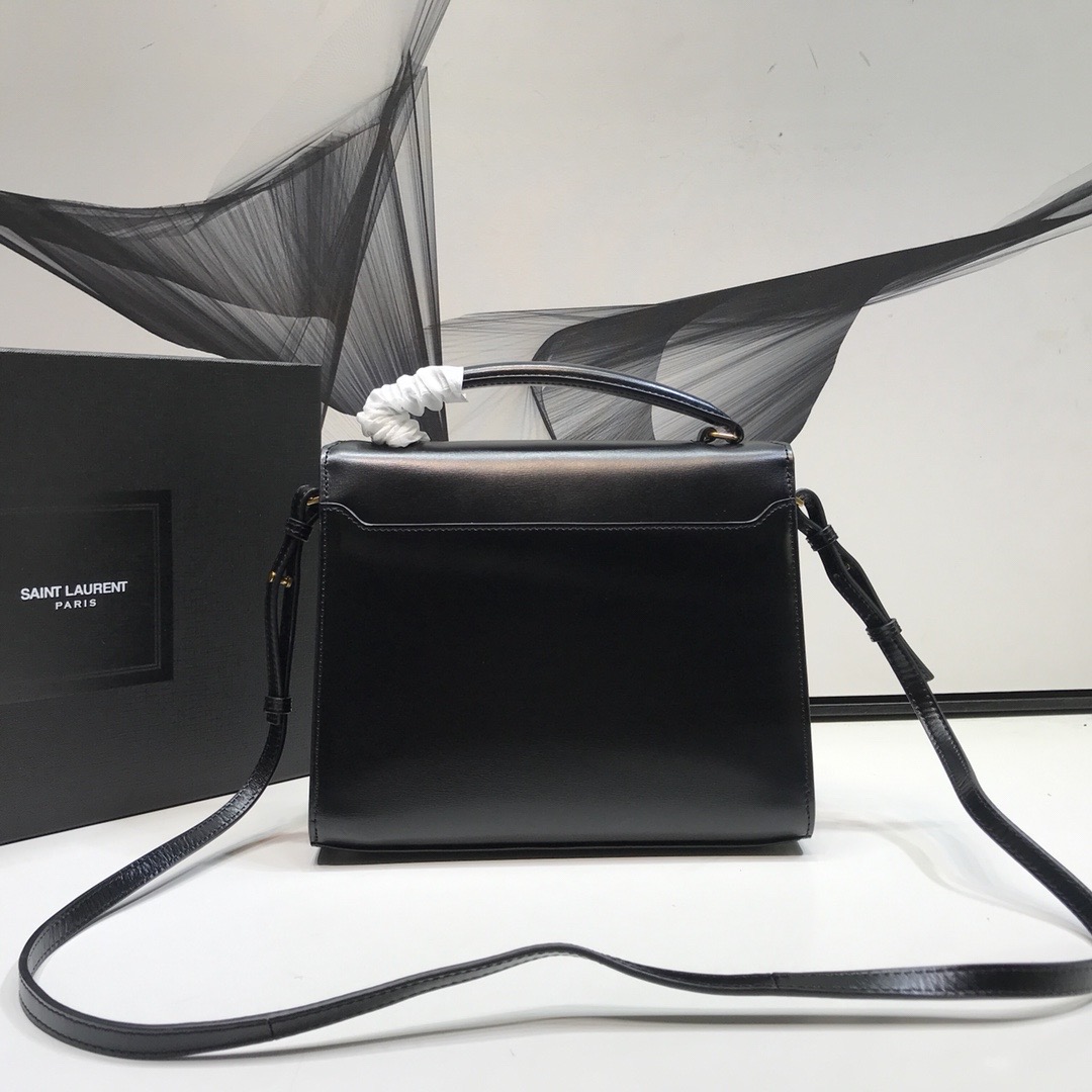 Saint Laurent Cassandra Medium Top Handle Bag In Grain Black For Women 9.6in/24.5cm YSL 623931BOW0W1000