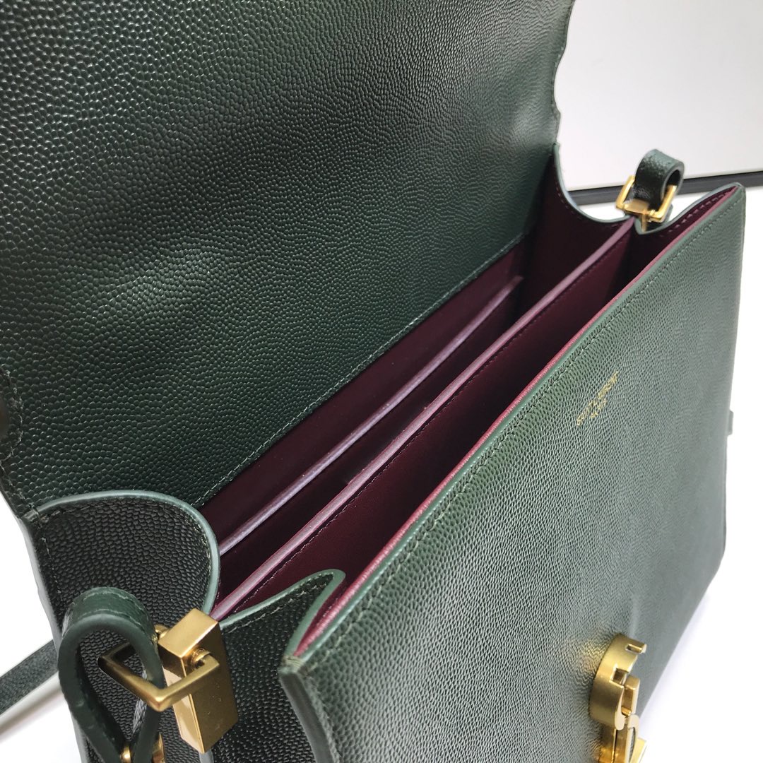 Saint Laurent Cassandra Medium Top Handle Bag In Grain Dark Green For Women 9.6in/24.5cm YSL