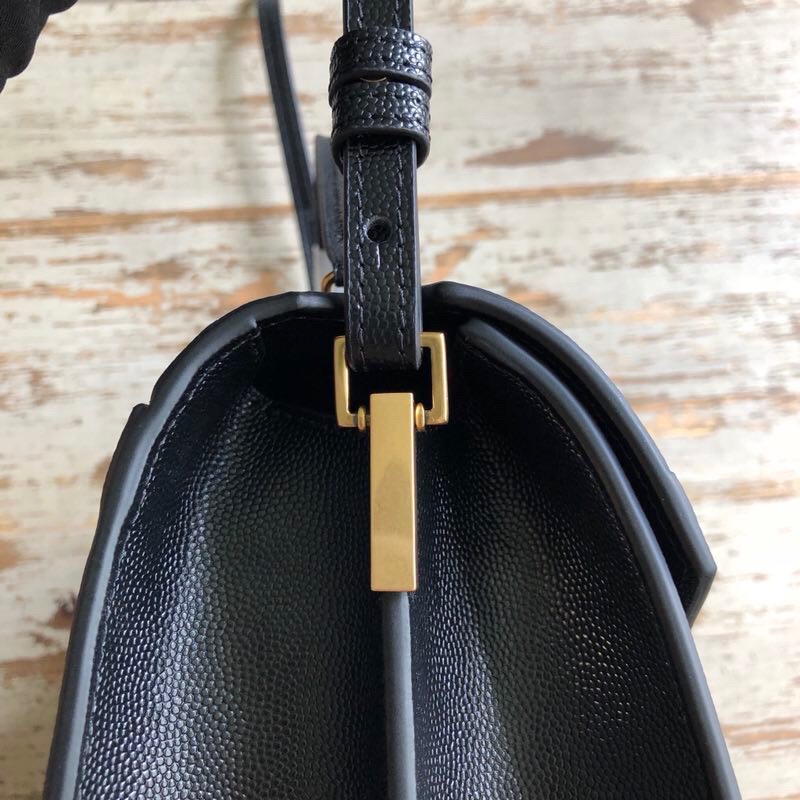 Saint Laurent Cassandra Medium Top Handle Bag In Grain De Poudre Embossed Black For Women 9.6in/25cm 623931BOW0W1000