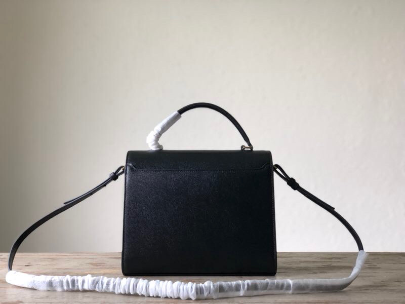Saint Laurent Cassandra Medium Top Handle Bag In Grain De Poudre Embossed Black For Women 9.6in/25cm 623931BOW0W1000
