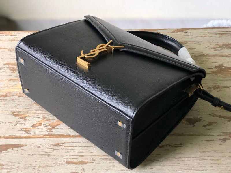 Saint Laurent Cassandra Medium Top Handle Bag In Grain De Poudre Embossed Black For Women 9.6in/25cm 623931BOW0W1000