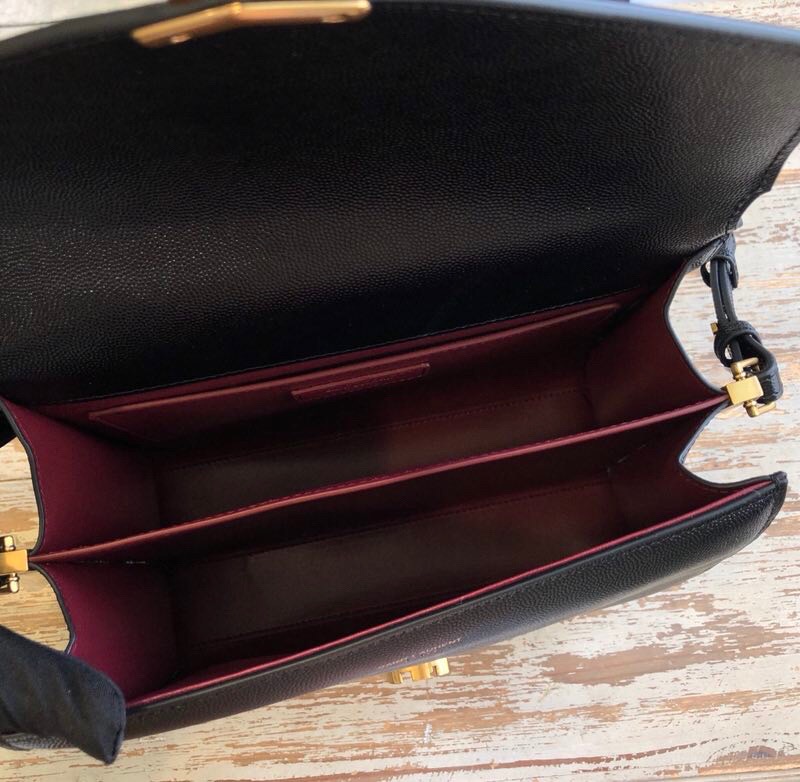 Saint Laurent Cassandra Medium Top Handle Bag In Grain De Poudre Embossed Black For Women 9.6in/25cm 623931BOW0W1000