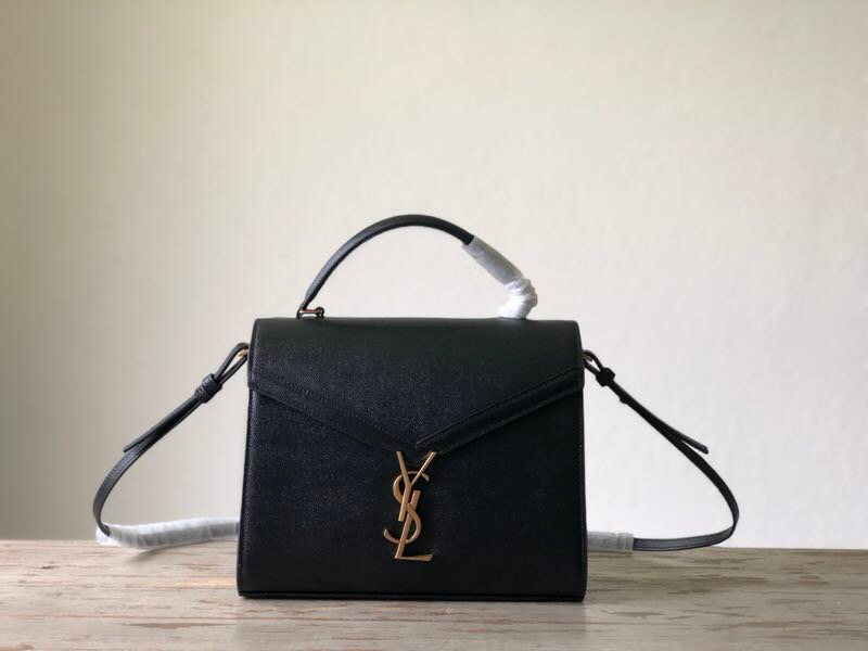 Saint Laurent Cassandra Medium Top Handle Bag In Grain De Poudre Embossed Black For Women 9.6in/25cm 623931BOW0W1000