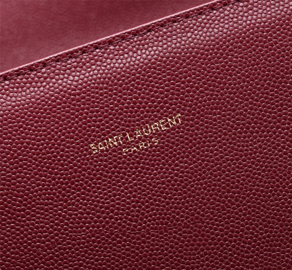 Saint Laurent Cassandra Medium Top Handle Bag In Grain De Poudre Embossed Rouge Legion For Women 9.6in/25cm 578000BOW0W6475