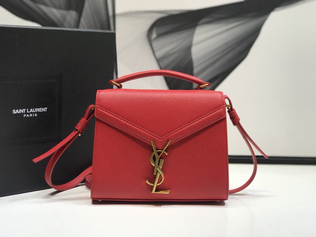 Saint Laurent Cassandra Medium Top Handle Bag Red For Women 9.6in/24.5cm YSL  