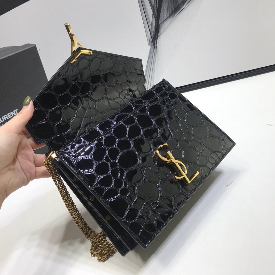 Saint Laurent Cassandra Small Crossbody Bag With Stone Print Black For Women 7.4in/19cm YSL