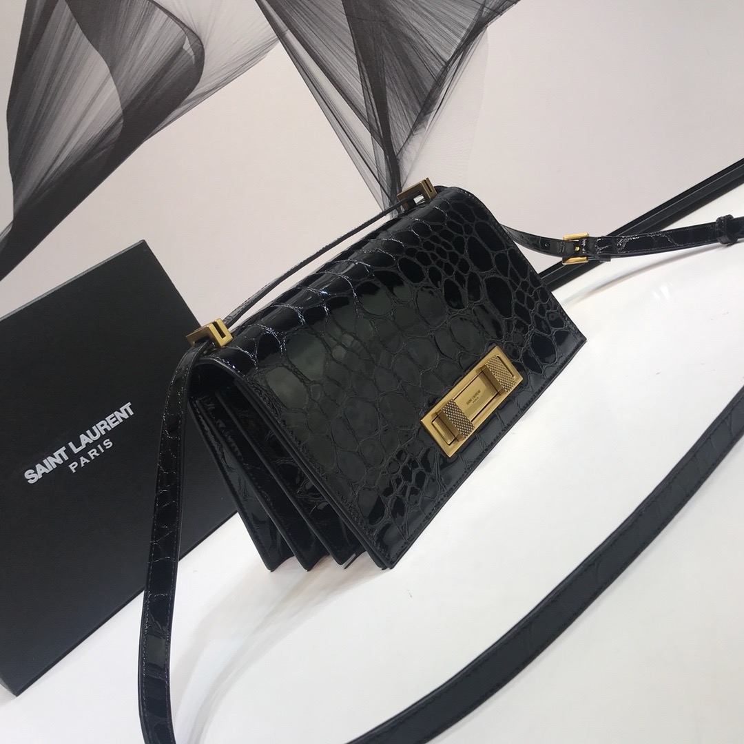 Saint Laurent Cassandra Small Crossbody Bag With Stone Print Black For Women 7.4in/19cm YSL